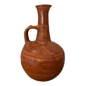 Authentic Vintage Handmade African (Ethiopian) Red Jebena - Traditional Clay Coffee Pot