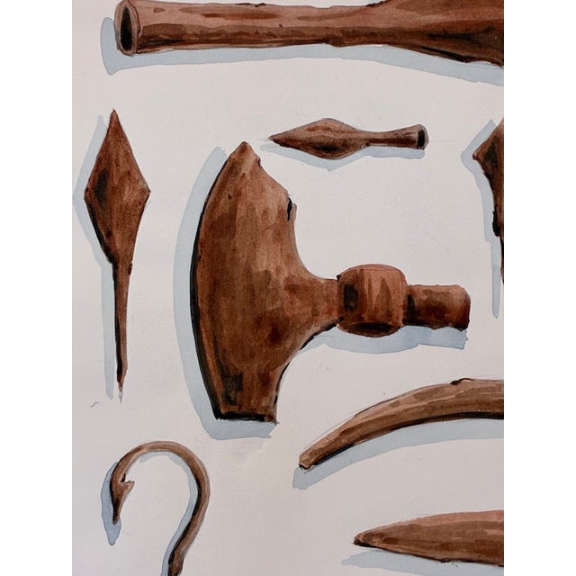 Antique Watercolor Bronze Age Tools From the Dmitry Samokvasov Collection in Moscow c.1910 For Sale - Image 4 of 17