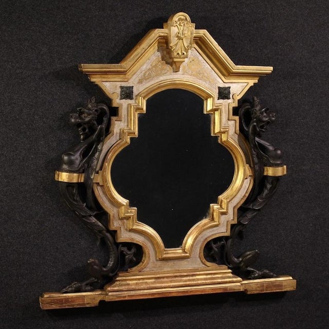 Italian Lacquered and Gilded Mirror, 1880s For Sale - Image 13 of 13