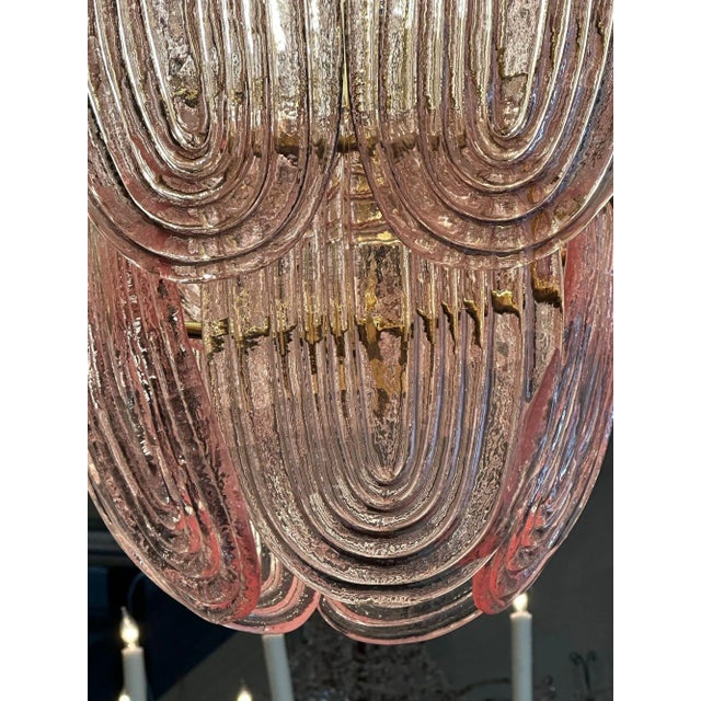 Modern Pink Murano Glass Waterfall Chandelier For Sale - Image 4 of 7