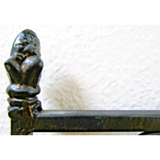 Vintage Regency Black Wrought Iron 3 Panel Room Divider For Sale - Image 9 of 15