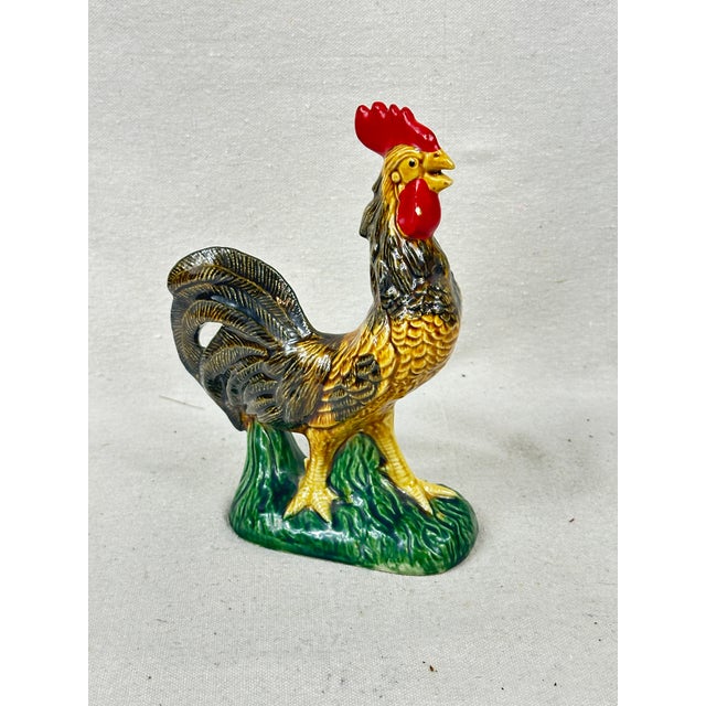 Mid 20th Century Vintage Ries Japan Hand Painted Ceramic Rooster Figurine For Sale - Image 5 of 8