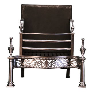 Free-Standing Polished Steel Fire Grate, 1990 For Sale