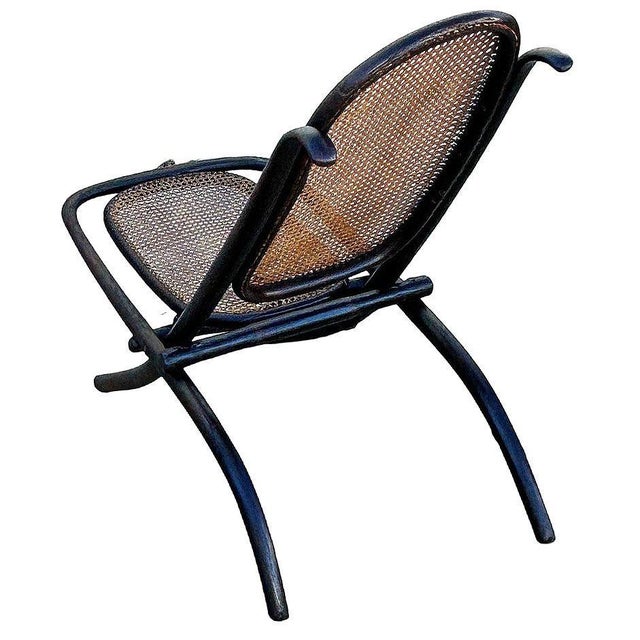 Late 19th Century Late 19th Century Vienna Secession Bent Oak & Cane Folding Chair No. 01 in Dark Stain Attributed to Thonet For Sale - Image 5 of 7