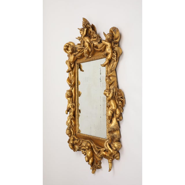 Baroque Italian Baroque Style Giltwood Wall Mirror For Sale - Image 3 of 12