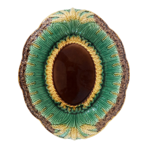 Antique 19thC Majolica Wheat Bread TrayPlatter C1880s