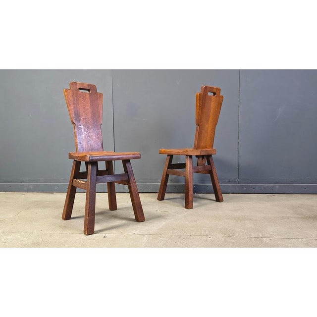 Vintage Oak Brutalist Chairs, 1970s, Set of 6 For Sale - Image 11 of 12