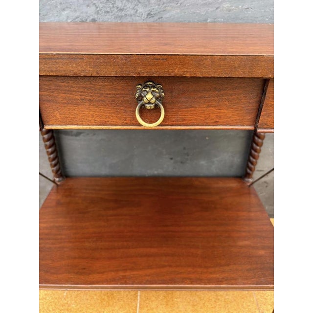 1930s English Jacobean Revival Barley Twist Side Table with Drawer, 1930 For Sale - Image 5 of 11
