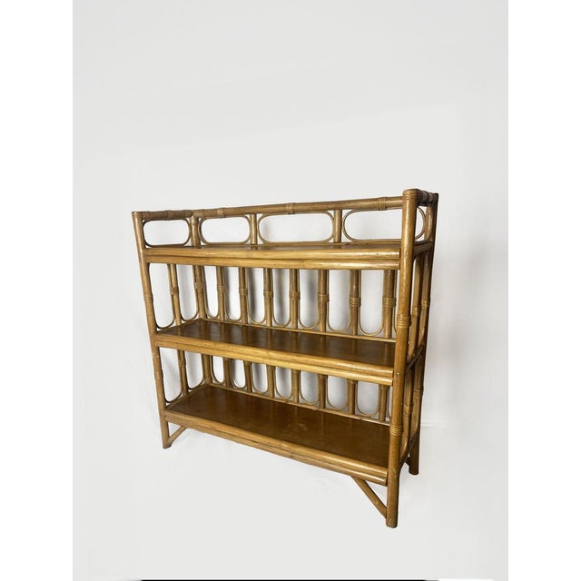 Vintage Bamboo Wicker Display Shelves, 1970 For Sale - Image 9 of 13