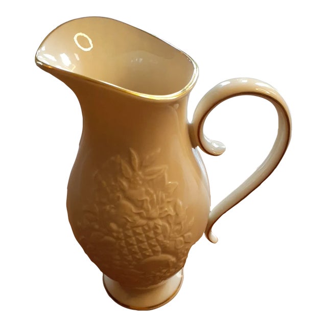 Vintage Lenox Ivory Fine Porcelain Usa Fruit of Life Pitcher For Sale