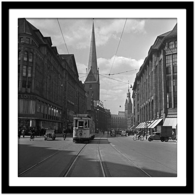 Tram to Wandsbek Over Mönckebergstraße Hamburg, Germany 1938, Printed 2021 For Sale - Image 4 of 5