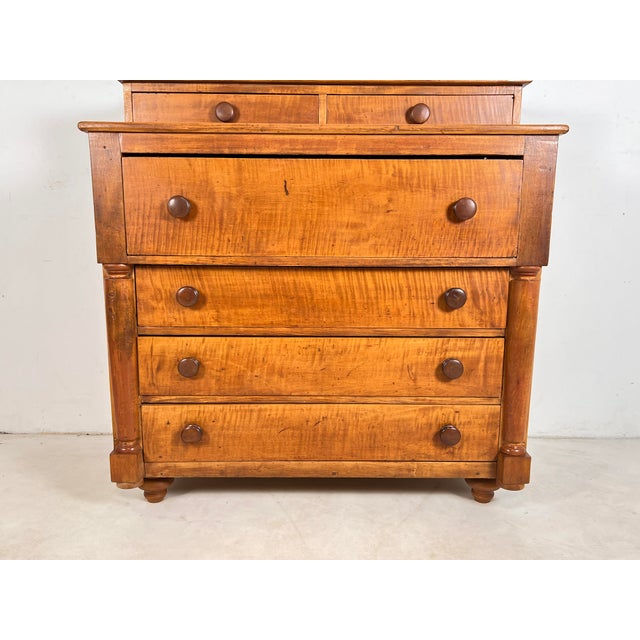 C. 1820s Antique Tiger Maple American Empire Chest For Sale - Image 10 of 11