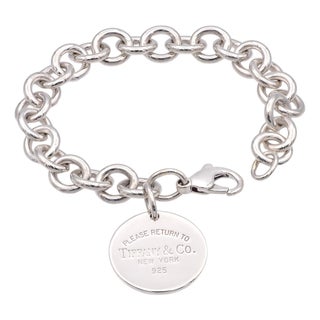 Tiffany & Co. Return to Tiffany Sterling Silver Round Tag Link Bracelet Polished For Sale