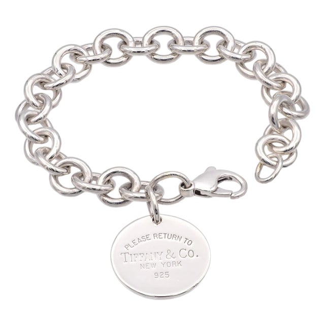 Tiffany & Co. Return to Tiffany Sterling Silver Round Tag Link Bracelet Polished For Sale