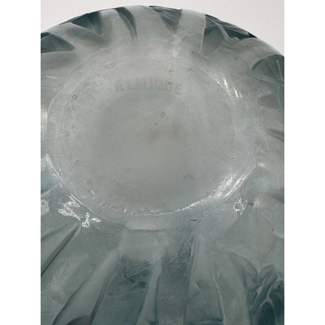 René Lalique Art Deco "Milan" Frosted Blue Patinated Glass Vase, 1929 For Sale - Image 10 of 14