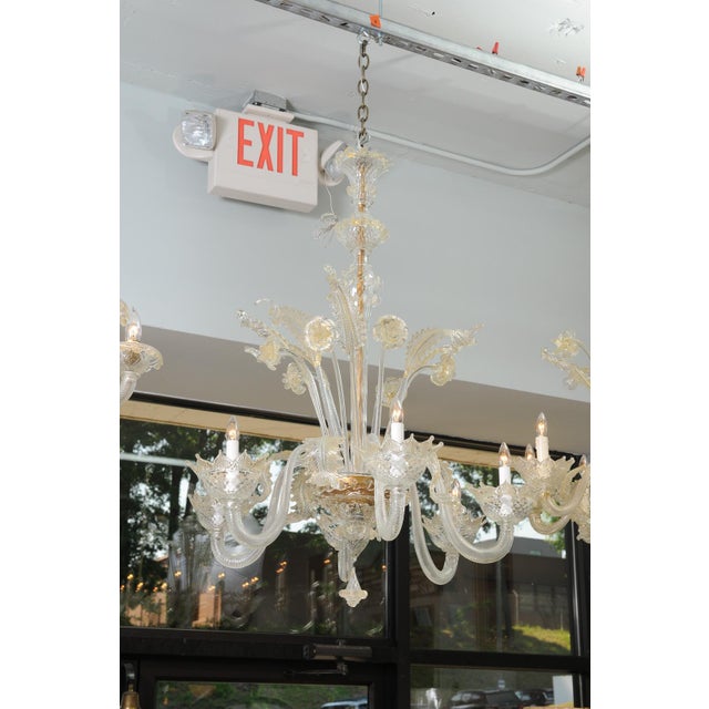 Transparent 1940s Cascading 6-Light Murano Glass Chandelier For Sale - Image 8 of 17