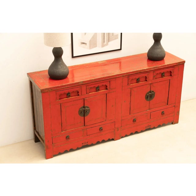 Red Asian Chest of Drawers, 20th Century For Sale - Image 8 of 12