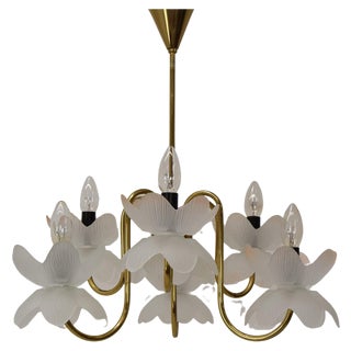 Mid-Century Glass Chandelier, 1970s For Sale