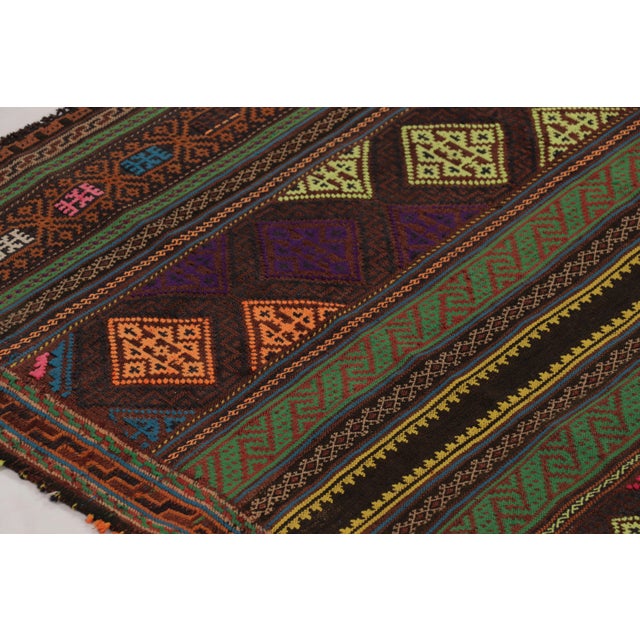 Tribal Vintage Persian Soumak Kilim, Vibrant Tribal Geometric Patterns - Rug & Kilim For Sale - Image 3 of 8