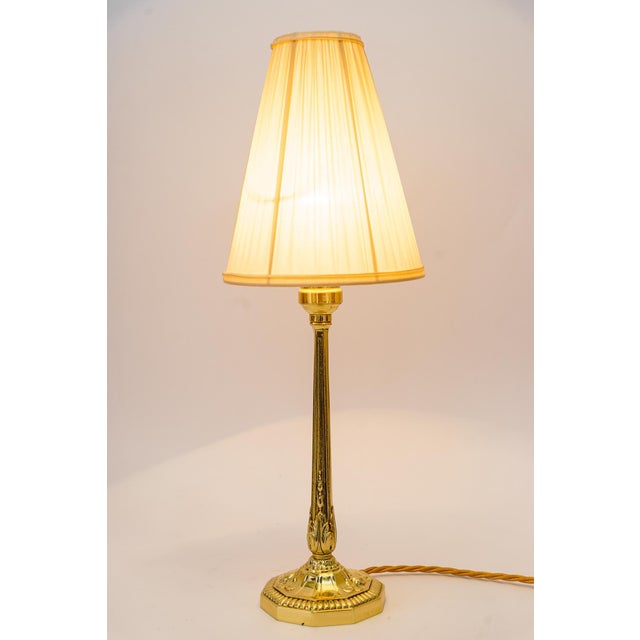 Metal Art Deco Table Lamp with Fabric Shade, Vienna, 1920s For Sale - Image 7 of 12