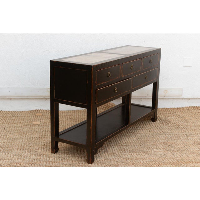 20th Century Black Lacquer Stone Top Console For Sale - Image 11 of 13