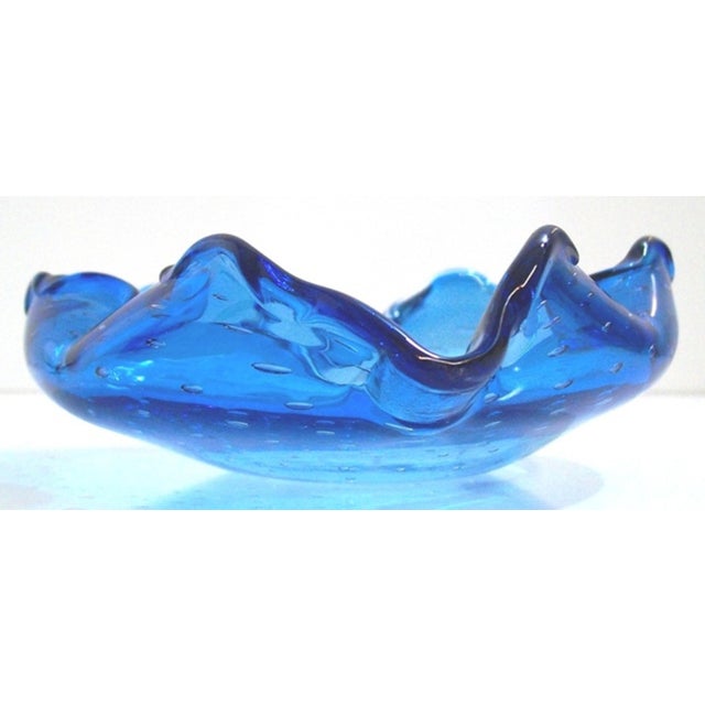 Murano Murano Blue Three Sided Bowl For Sale - Image 4 of 6