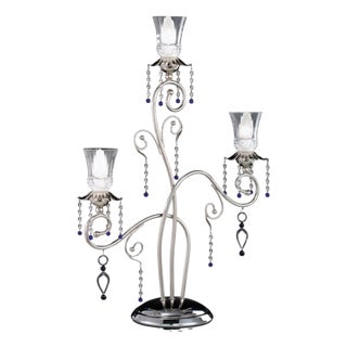 Fenice Crystal Table Lamp in Polished Chrome and Glass by Aggiolight For Sale