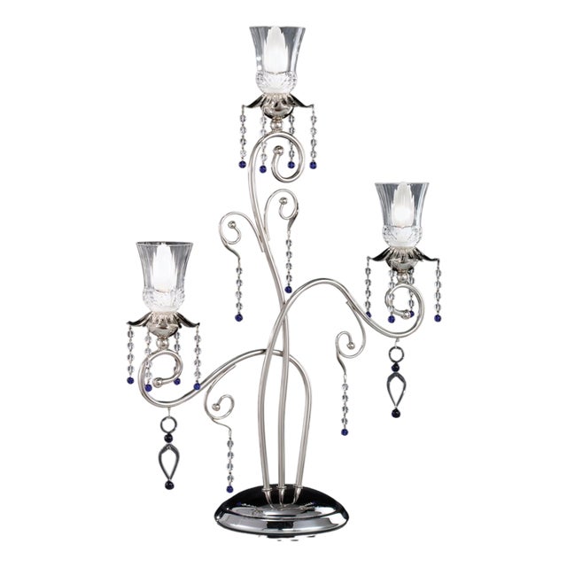 Fenice Crystal Table Lamp in Polished Chrome and Glass by Aggiolight For Sale