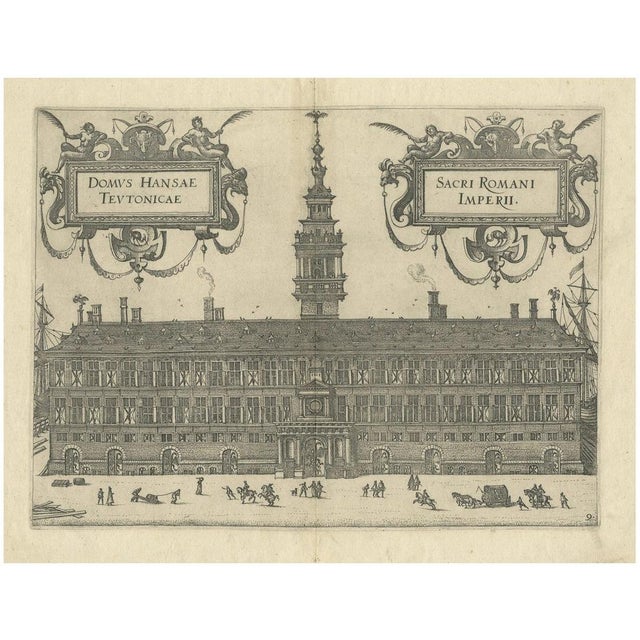 Copper Guicciardini, Hanseatic House, Antwerp, 1582, Copper Engraving For Sale - Image 8 of 8