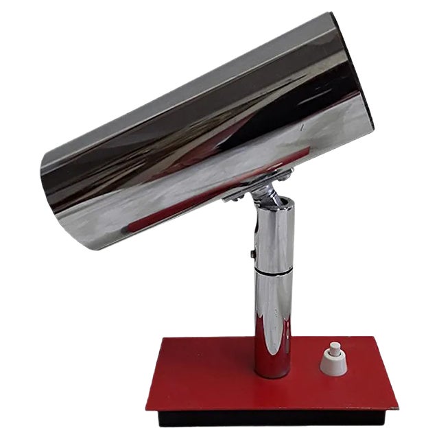 Vintage Small Adjustable Chrome Metal Table Lamp, 1970s For Sale