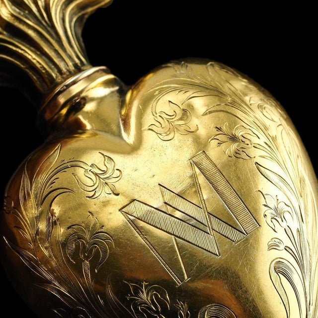 Antique Silver Gilt Heart Perfume Bottle, 1800s For Sale - Image 18 of 18