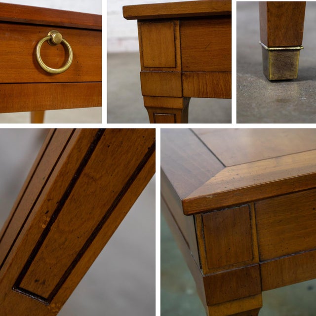 Mid to Late 20th Century Neoclassic Coffee Table Long Carved Frame With 2 Drawers and Brass Details For Sale - Image 4 of 18