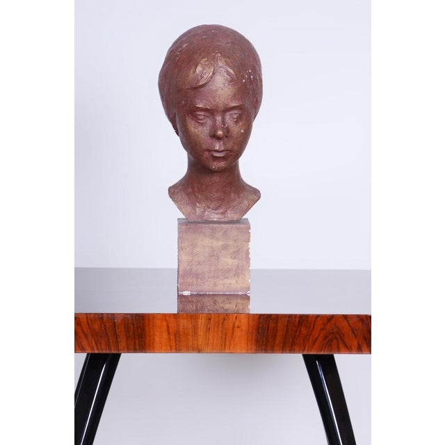 Brown Original Art Deco Statuette of Young Woman in Painted Plaster, Czechia, 1920s-1940s For Sale - Image 8 of 9