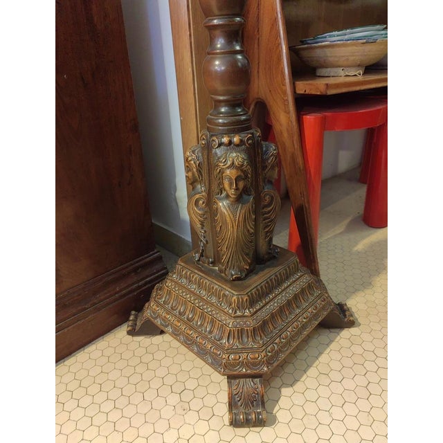 Beech Wood Coat Rack with Brass Hooks and Carved Foot by Michael Thonet For Sale - Image 6 of 18