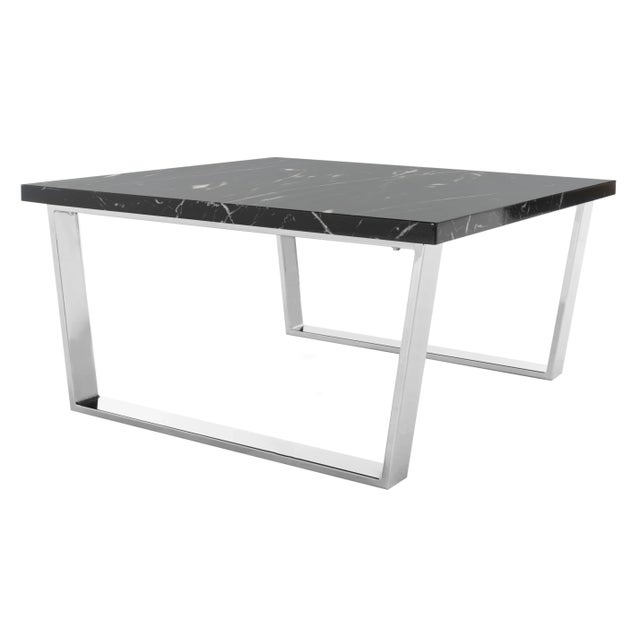 Modern Square Coffee Table in Black & Chrome For Sale - Image 3 of 7
