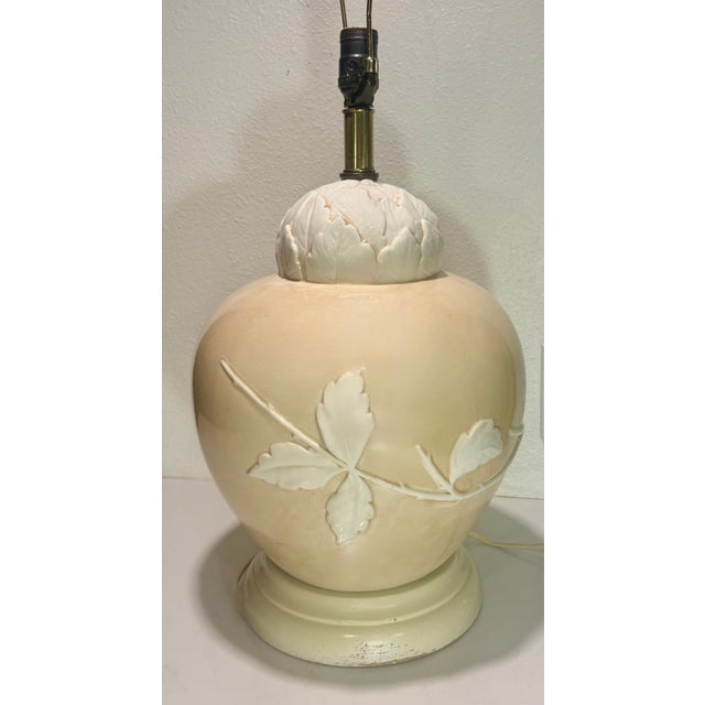 Mid 20th Century Mid-Twentieth Century Creme and White Ceramic Table Lamp For Sale - Image 5 of 12