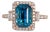 6.7cts Blue Zircon Ring W Earth Mined Diamonds in 14k Rose Gold | Em 9.5x7mm, Size 6.75 For Sale