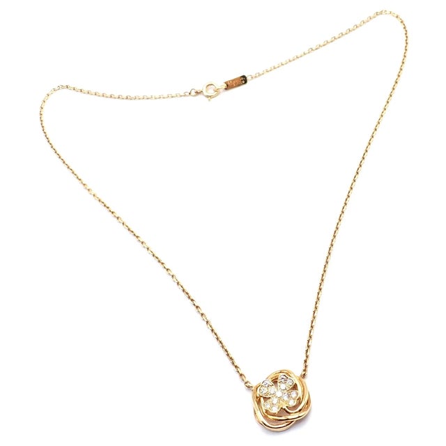 Chanel 4 Leaf Clover Gold Diamond Pendant Link Chain Necklace For Sale - Image 10 of 12