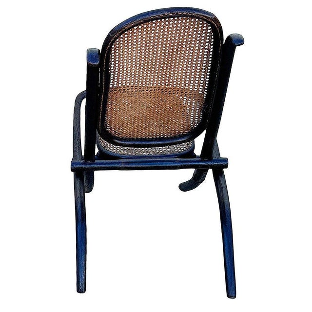 Late 19th Century Vienna Secession Bent Oak & Cane Folding Chair No. 01 in Dark Stain Attributed to Thonet For Sale - Image 4 of 7