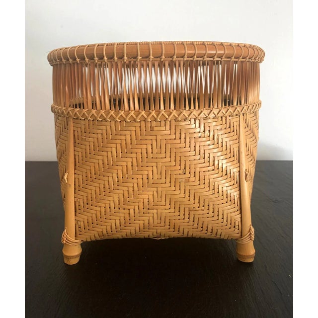 Wood Japanese Bamboo Basket by Higashi Takesonosai For Sale - Image 7 of 13