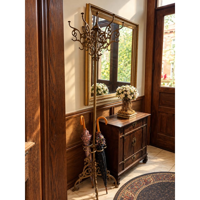 Mid 19th Century Antique Baroque / Victorian Style Bronze Ornate Coat Rack & Umbrella Holder For Sale - Image 5 of 5