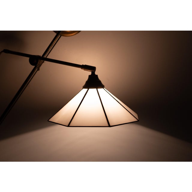 Tiffany Adjustable Brass Wall Lamp, 1960s For Sale - Image 9 of 10