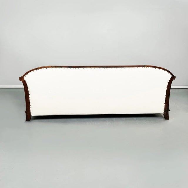 1940s Italian Modern Wooden Sofa with White Fabric, 1940s For Sale - Image 5 of 17