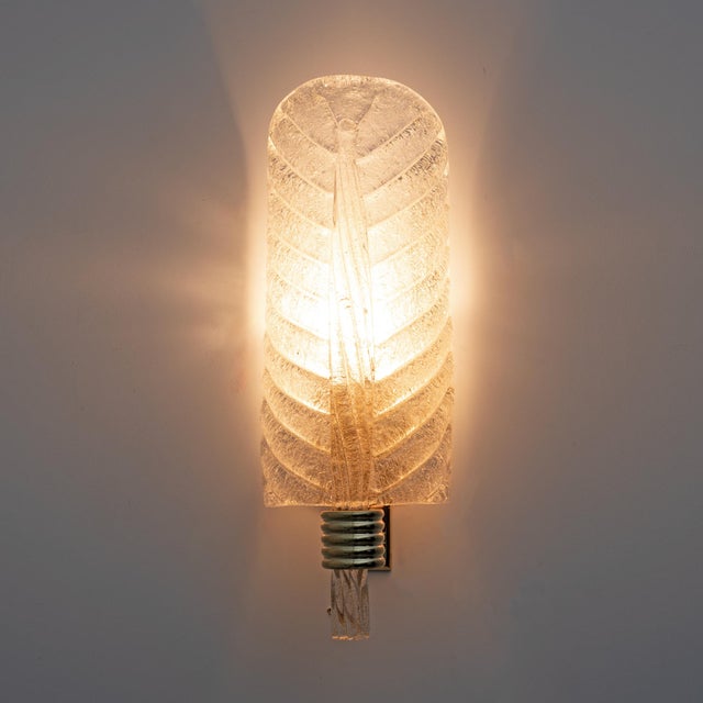 Mid-Century Modern Graniglia Murano Glass Leaf Sconces from Barovier & Toso, 2000, Set of 2 For Sale - Image 4 of 11