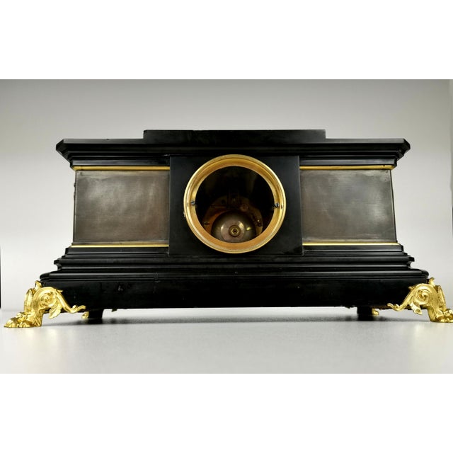 Antique French Bronze and Marble Mantel Clock by Ferdinand Barbedienne, 19th Century For Sale - Image 9 of 10