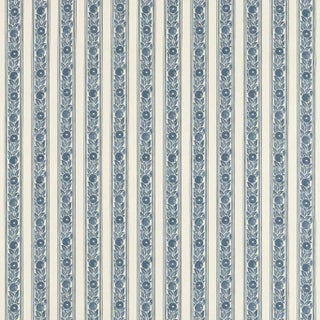 Morris & Co Fruit Stripe Fabric in Indigo For Sale