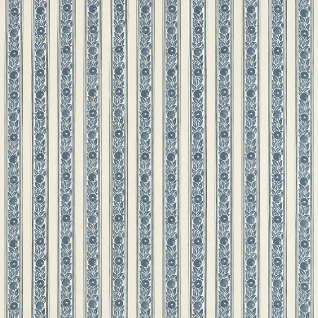 Morris & Co Fruit Stripe Fabric in Indigo For Sale