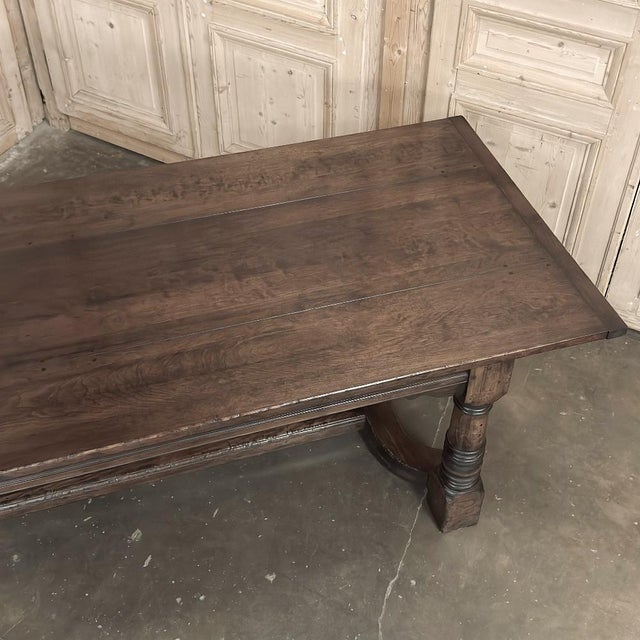 18th Century English Oak Trestle Dining Table With Turned Supports For Sale - Image 17 of 17
