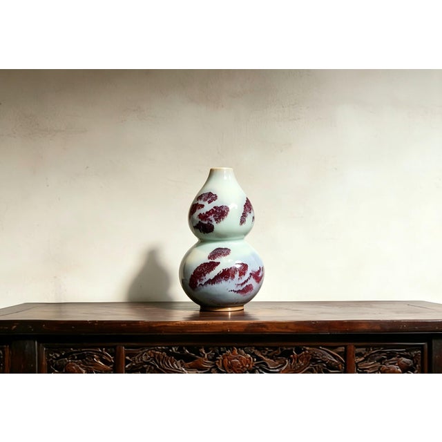 Art Deco Chinese Ceramic Vase,Jun Ware Transmutation Glaze Porcelain Gourd Vase For Sale - Image 3 of 11