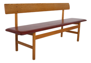 Vintage Bench in Cognac Oak and Leather by Børge Mogensen, 1960s